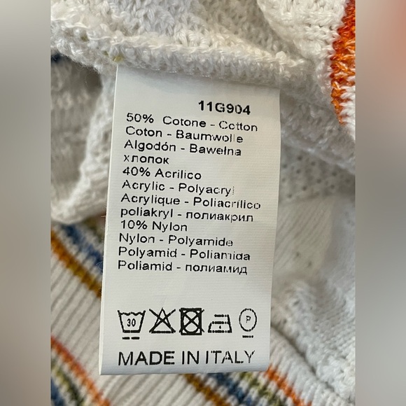 Montechiaro Multicolor Knit Striped V-Neck Men’s Sweater Large - Picture 8 of 9